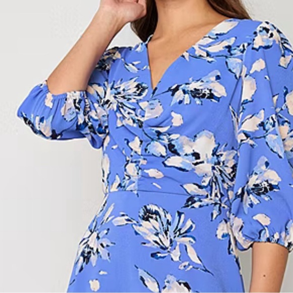 JESSICA HOWARD Womens 3/4 Sleeve Floral Fit + Flare Dress Size 18 NWT - Picture 3 of 5